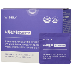 와이즐리 오메가3 멀티비타민 미네랄 밀크씨슬 루테인 아스타잔틴 코엔자임Q10 하루한팩 올인원 솔루션, 30회분, 1개