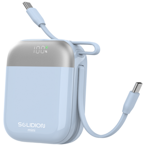 아이시 솔리디온 미니 준고체 보조배터리 10000mAh 초소형 듀얼 C타입 케이블 일체형 22.5W 고속충전 난연소재 기내반입 CCC인증