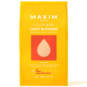 맥심 원두커피 시그니처 블렌드 라이트 블로섬, 홀빈(분쇄안함), 1kg, 1개