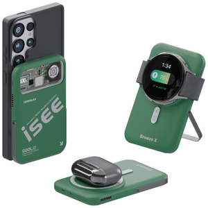 아이시(isee)맥세이프 준고체 보조배터리 10000mAh CCC 인증 3in1 냉각 15W 무선충전 22.5W 고속충전 애플워치 갤럭시워치 브리즈X