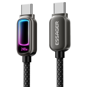 ESSAGER 디스플레이 C-C타입 240W 5A E-Marker 칩 고속 충전 케이블