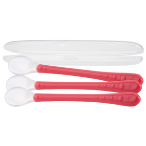 누비 실리콘 롱핸들 스푼 3p + 케이스, 핑크, 1세트