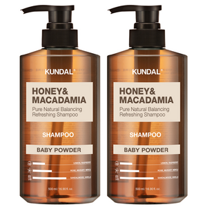 쿤달 허니 앤 마카다미아 네이처 샴푸 베이비파우더향, 500ml, 2개