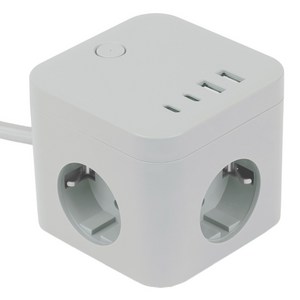 라이프썸 큐브 멀티탭 3구 4포트 USB C타입 1.8m (LFS-HA53) 10종 택1, 미스트블루, 1개