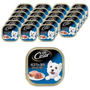 시저 1세 이상 강아지 쇠고기와 참치 주식캔