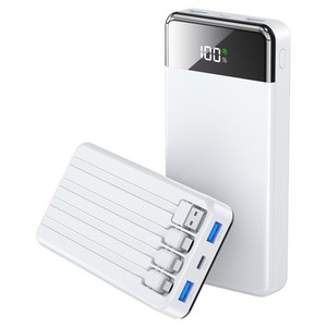 UOOFON 일체형 보조배터리 고속충전 30000mAh 대용량 PD 22.5W QC3.0 잔량표시+ 4개 케이블 멀티단자