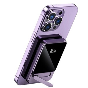 SUNRIVER 거치대형 맥세이프 보조 배터리 PD22.5W 고속충전 4종 칼러 10000mAh 잔량표시 멀티단자 QC3.0 +C타입 파워 뱅크