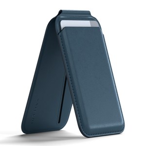 사테치 아이폰 맥세이프 카드지갑 케이스 거치대형 비건 레더 스탠드 월렛, ST-VLWB 블루, 블루, 1개