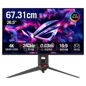 ASUS ROG SWIFT PG27UCDM 27인치 OLED 게이밍모니터 4K UHD 0.03ms 240Hz DP2.1 4세대 QD-OLED 패널