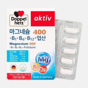 도펠헤르츠 마그네슘 30정 1박스 비타민 B1 B6 B12 엽산, 30정, 1박스