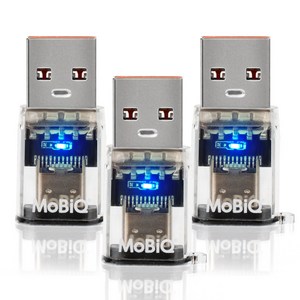 모비큐 USB A To C 타입 3.2Gen2 10G 데이터 120W 초고속 충전 투명 OTG 변환 미니젠더 EM-ATC1P120W