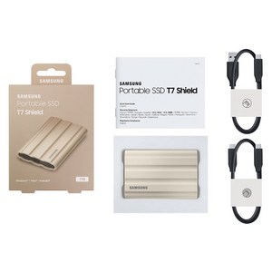 삼성전자 삼성 외장SSD T7 Shield 1TB 외장하드 1테라 USB3.2 Gen.2 Type-C MU-PE1T0 공식인증 (정품)+더스트백
