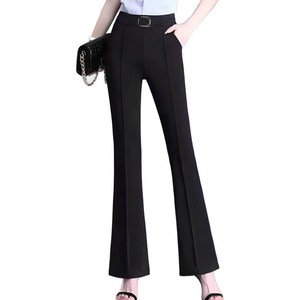 오스틱니 (완전 편한) 날씬해보이는 빅사이즈 여성 정장 스판 와이드 팬츠 봄 여름 나팔바지 밴딩 슬림핏 사방스판 오피스룩 하객룩 큰옷 여성의류 큰언니 캐쥬얼 데일리 긴바지