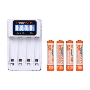 POWERKAN DN4 4구 충전기+충전지 세트 AAA 1100mAh 4알 니켈수소