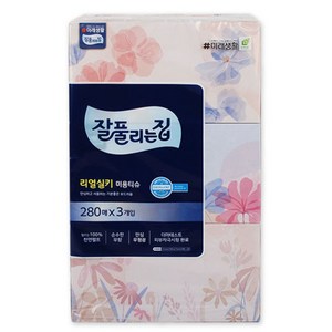 잘풀리는집 천연펄프 미용티슈 2겹, 280매입, 3개