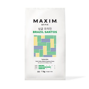 맥심 싱글 오리진 브라질 산토스 원두커피, 1kg, 홀빈(분쇄안함), 1개