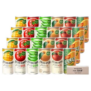 마셔몰 주스세트 자연은망고 알로에 토마토 오렌지 사과 배 6가지맛 각4캔씩, 180ml, 24개