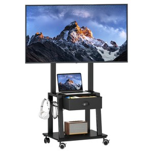 MeFun 이동식 TV 거치대 스탠드 서랍형 다기능 TV거치대 높이와 각도 조절가능 스탠드 4점 지지 구조 흔들림 없이 견고하게 23-60인치