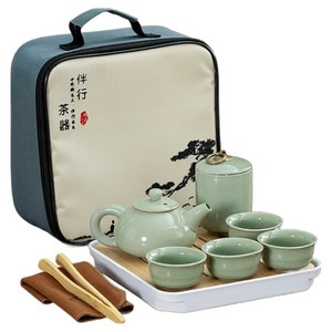 여행용 다기 세트, 그린, 다관 + 찻잎통 +..., 1세트