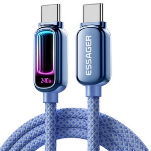 ESSAGER 디스플레이 C-C타입 240W 5A E-Marker 칩 고속 충전 케이블