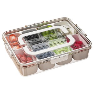 Ryusei 밀폐용기 과일 보관용기 다용도 대용량 핸들형 야외 캠핑용 휴대용 가정용 야채 김치 견과 김밥 나눔 반찬통 칸칸이도시락통 냉장고 정리용기 JHC141