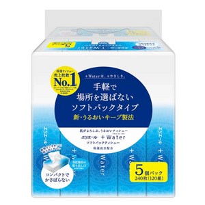 에리에르 플러스워터 여행용 보습 미용티슈 소프트팩, 120매, 5개