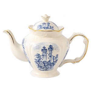 Le Pei 레트로 지중해풍 티포트, 블루+화이트, 1000ml, 1개