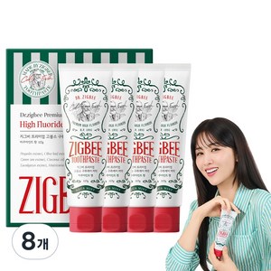 지그비 대용량 고불소 설태 제거 임상완료 구취케어 치약 여배우 Pick 아쿠아민트향, 117g, 8개