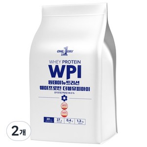원데이뉴트리션 무맛_단백질 쉐이크 헬스 보충제 포대 분리 유청 웨이프로틴 WPI, 1.3kg, 2개