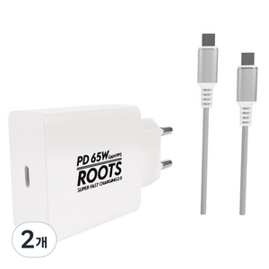 루츠 65W Gan PD PPS C타입 국내생산 초고속 충전기 + C to C 100W 5A E Marker 1.5M 케이블포함