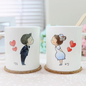 핸드팩토리 [주문제작] 커플츄츄 웨딩커플 머그컵 (2개 1세트), 화이트, 1세트