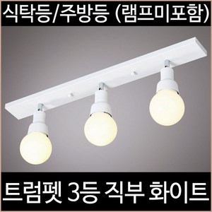 [소노조명]트럼펫 3등 직부 주방등 화이트, 화이트_(램프별도)