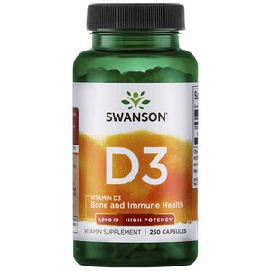 스완슨 비타민 D-3 1000 IU 캡슐, 250정, 1개