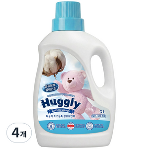 허글리 초고농축 섬유유연제 코튼캔디, 3L, 4개