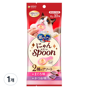 유니참긴노스푼 고양이 냥스푼 습식 간식 10개입, 혼합맛(참치/가다랑..., 100g, 1개