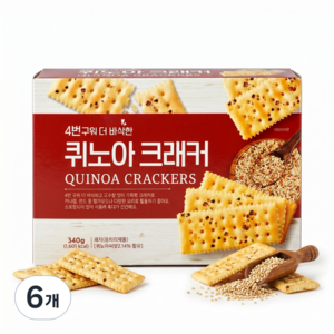 4번구워 더 바삭한 퀴노아 크래커, 340g, 6개