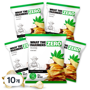 왓더파머스 글루텐프리 비건 통슬라이스 정제설탕제로 카사바칩 건강한 저당 과자, 39g, 10개