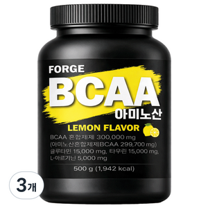 포지 BCAA 아미노 아르기닌 바이탈 글루타민 보충제 필수아미노산 레몬맛, 500g, 3개