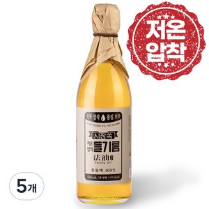 시장쏙 저온압착 들기름, 350ml, 5개