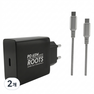 루츠 65W Gan PD PPS C타입 국내생산 초고속 충전기 + C to C 100W 5A E Marker 1.5M 케이블포함