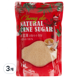 달곰 사탕수수 비정제 원당 설탕, 1kg, 3개
