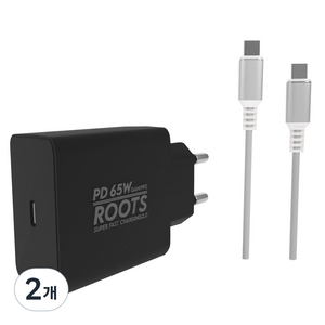 루츠 65W Gan PD PPS C타입 국내생산 초고속 충전기 + C to C 100W 5A E Marker 1.5M 케이블포함