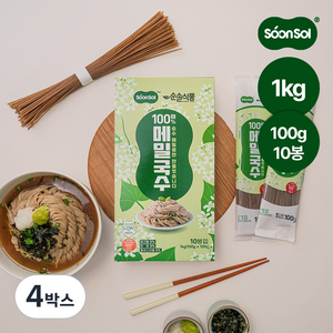 순솔 100% 메밀국수 제로나트륨 설탕없는면, 1kg, 4박스