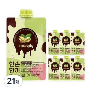 한손한끼 프로틴 단백질 쉐이크 피스타치오 초코맛, 40g, 21개