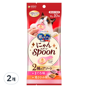 유니참긴노스푼 고양이 냥스푼 습식 간식 10개입, 혼합맛(참치/닭가슴..., 100g, 2개
