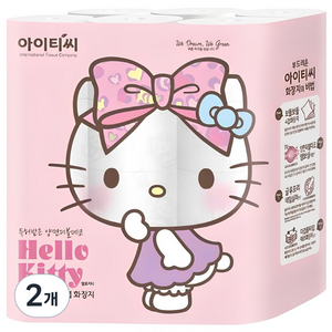 ITC 헬로키티 핑크리본 화장지 4겹, 20m, 24개입, 2개