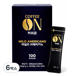 CoffeeOn 커피온 마일드 아메리카노 원두커피믹스, 100개입, 100g, 6박스