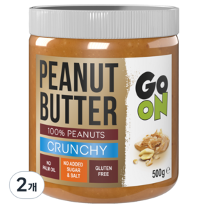 고온 피넛 100% 무첨가 땅콩버터 크런치, 500g, 2개