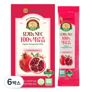 헬스베스트 착즙베스트 유기농 NFC 100% 석류즙, 280g, 6박스