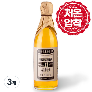 시장쏙 저온압착 들기름, 300ml, 3개